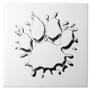 Carreau Dessin à pattes de chien argenté