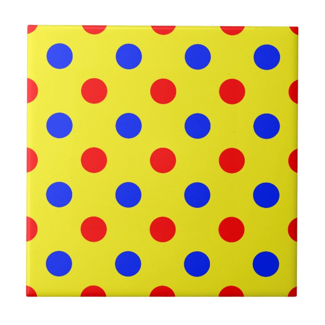 Carreau Dessin à pois jaunes rouges et bleus  (Devant)