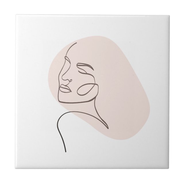 Carreau Dessin à visage féminin d'une ligne (Devant)