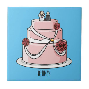 Carreau dessin animé de gâteau mariage