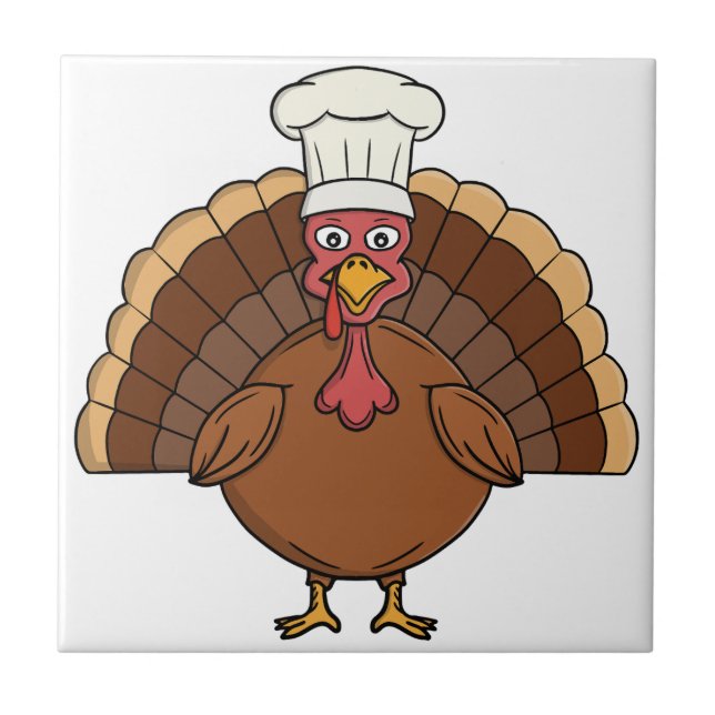 Carreau Dessin animé dinde de chef Thanksgiving (Devant)