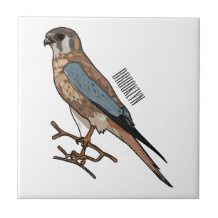 Carreau dessin animé d'oiseau-kestrel américain