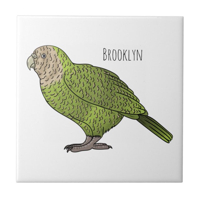 Carreau dessin animé d'oiseaux de Kakapo (Devant)