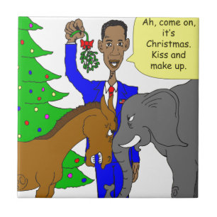 Carreau dessin animé du président Obama sur l'éléphant