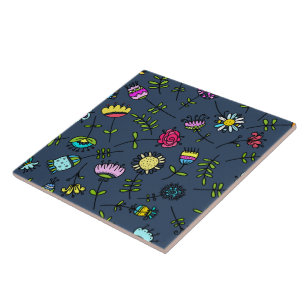 Carreau Dessin artistique de motif floral fantaisiste
