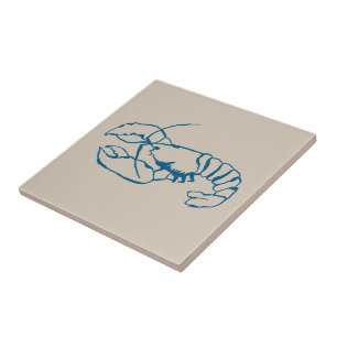 Carreau Dessin au trait de homard bleu sur plage de sable 