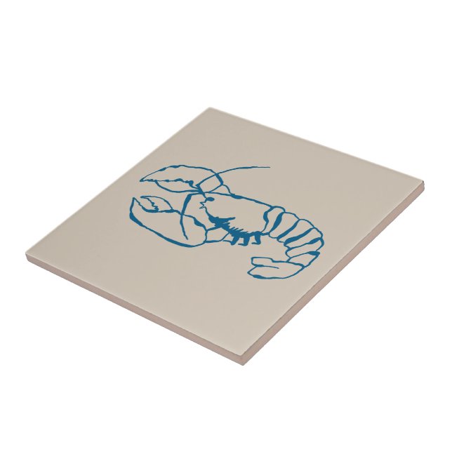 Carreau Dessin au trait de homard bleu sur plage de sable  (Côté)