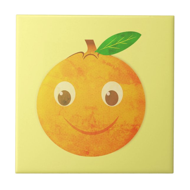 Carreau Dessin de cartoon vintage d'orange mignon (Devant)