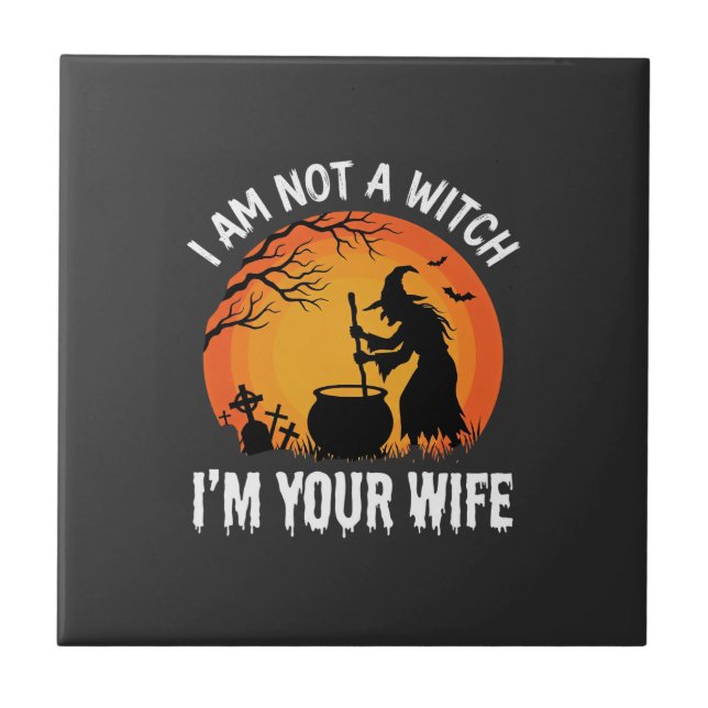 Carreau Dessin de chaudron de sorcière drôle d'Halloween f (Devant)