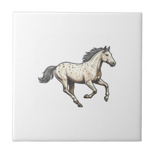 Carreau Dessin de cheval Appaloosa courant gravé vintage_1