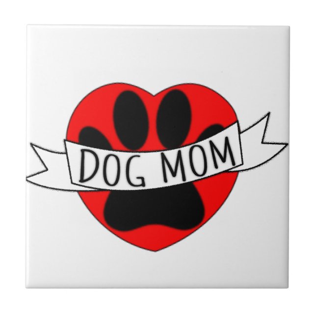 Carreau Dessin De Chien Maman Paw Et Red Heart (Devant)