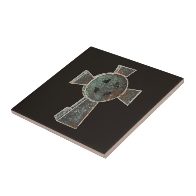 Carreau Dessin de croix de pierre tombale de cimetière got (Côté)