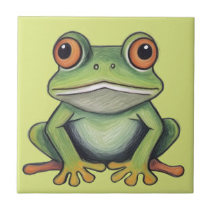 Carreau Dessin de grenouille au crayon de couleur