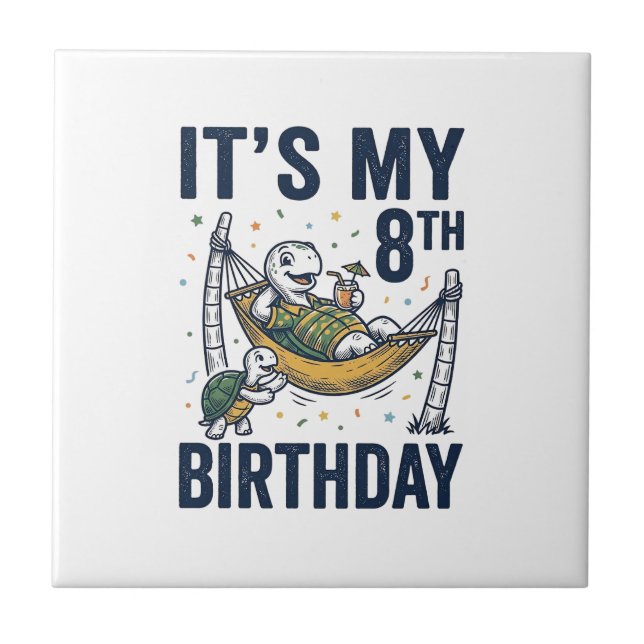 Carreau Dessin de hamac de tortue pour 8e anniversaire Gra (Devant)
