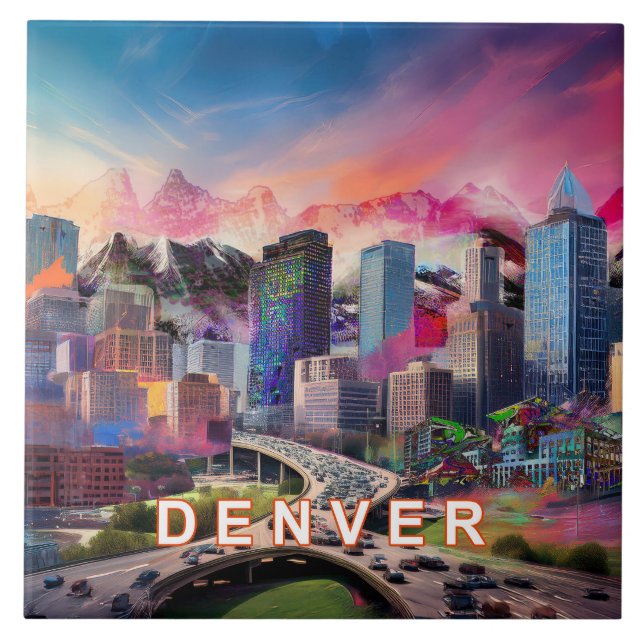 Carreau Dessin de la silhouette de Denver (Devant)