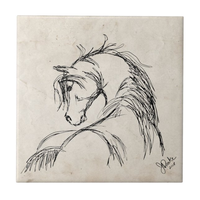 Carreau Dessin de la tête d'un cheval d'art (Devant)
