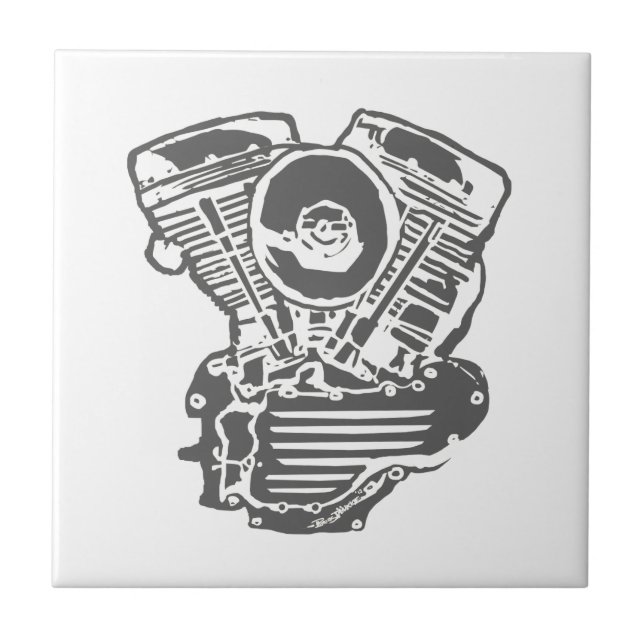 Carreau Dessin de moteur de Harley Panhead (Devant)