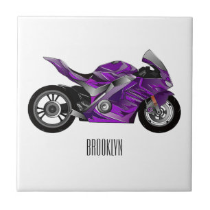 Carreau Dessin de moto de sport violet