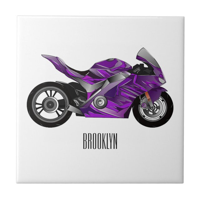 Carreau Dessin de moto de sport violet (Devant)