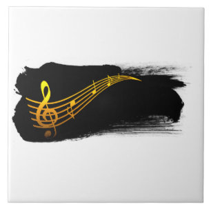 Carreau Dessin de musique de clé de sol jaune doré