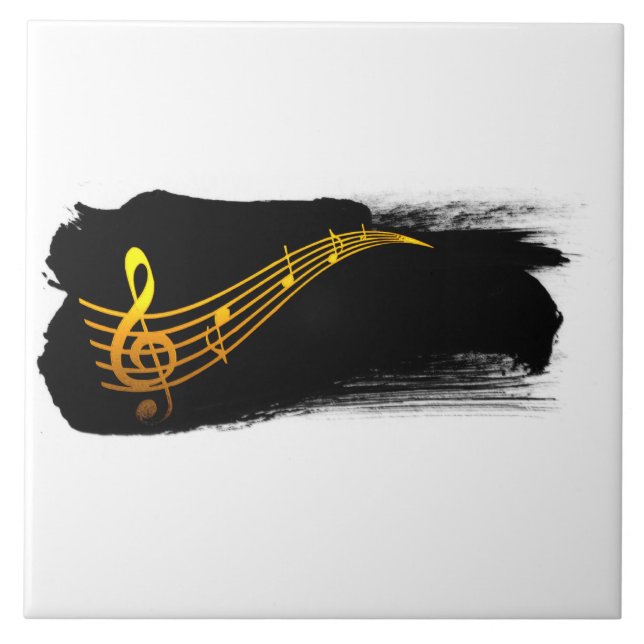 Carreau Dessin de musique de clé de sol jaune doré (Devant)