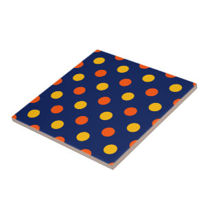 Carreau Dessin de points orange jaune sur fond bleu 