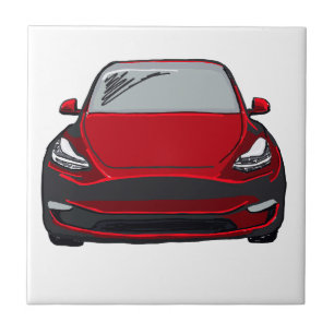Carreau Dessin de voiture SUV de véhicule électrique rouge