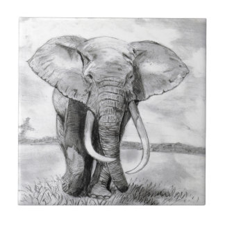 Carreau dessin d'éléphant africain dans la conception de