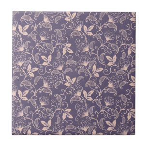 Carreau Dessin floral vintage avec vignes tourbillonnantes
