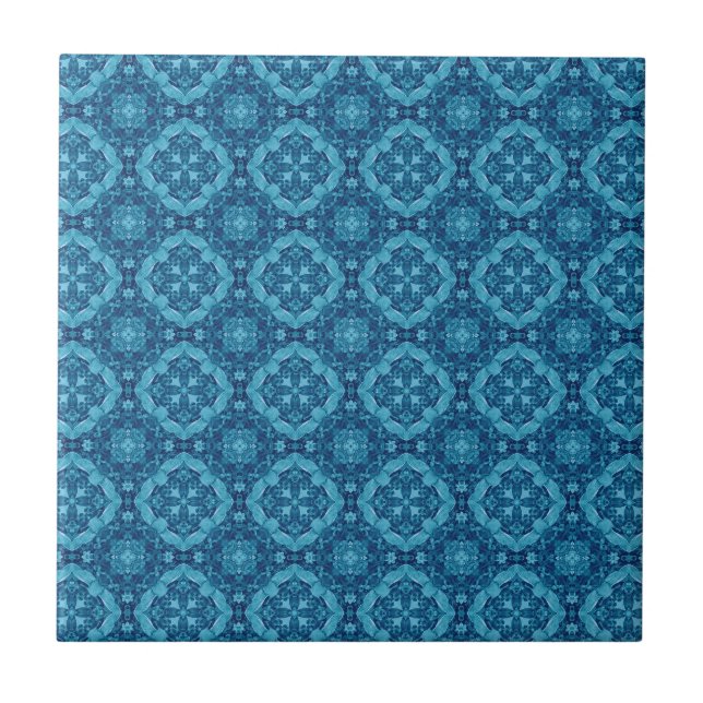 Carreau Dessin géométrique bleu et blanc T011 (Devant)
