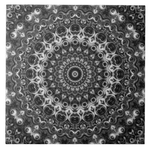 Carreau Dessin géométrique mandala noir et blanc