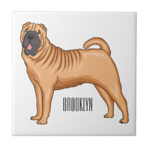 Carreau dessin humoristique chinois de chien Shar-Pei