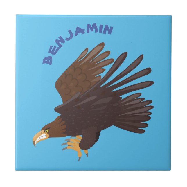 Carreau dessin humoristique d'aigle royal (Devant)