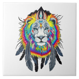 Carreau Dessin Lion couleur vive