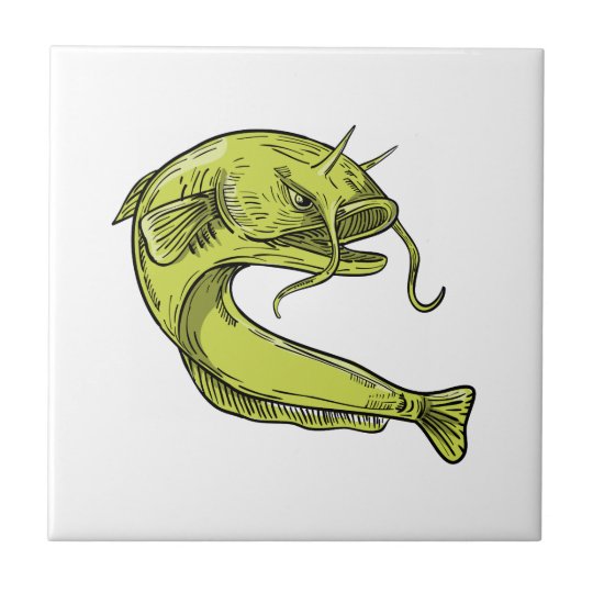 Carreau Dessin Sautant De Poisson Chat De Diable Zazzle Fr