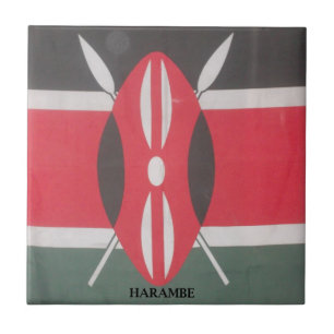 Carreau Dessin vintage du drapeau kenyan Harambe