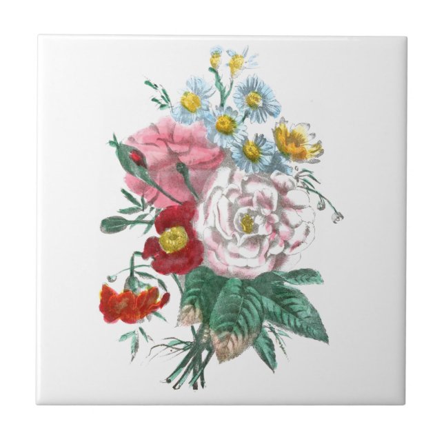 Carreau Dessin vintage : Roses du Bengale (Devant)