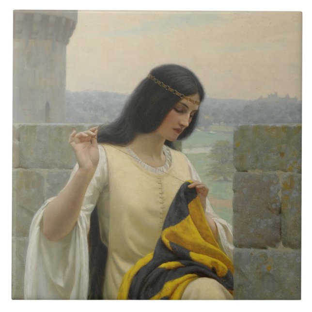 Carreau Dessiner le drapeau standard (Femme médiévale) (Devant)