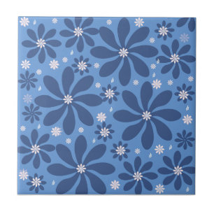 Carreau Dessous de verre à motifs floraux bleus - Bureau é