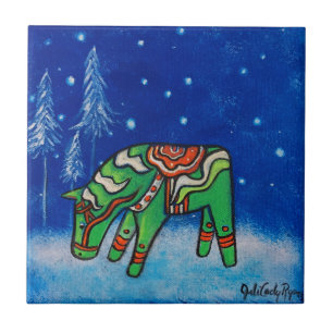 Carreau Dessous de verre de mosaïque Dala Horse III