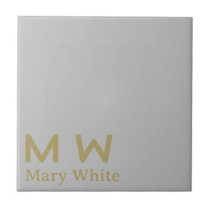 Carreau Dessous de verre de texte Silver Ceramic Tile Gold