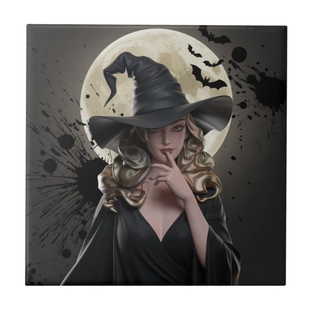 Carreau Dessous de verre d'Halloween sorcière gothique (Devant)