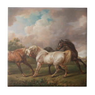 Carreau Destin de chevaux d'huile de peinture d'art de