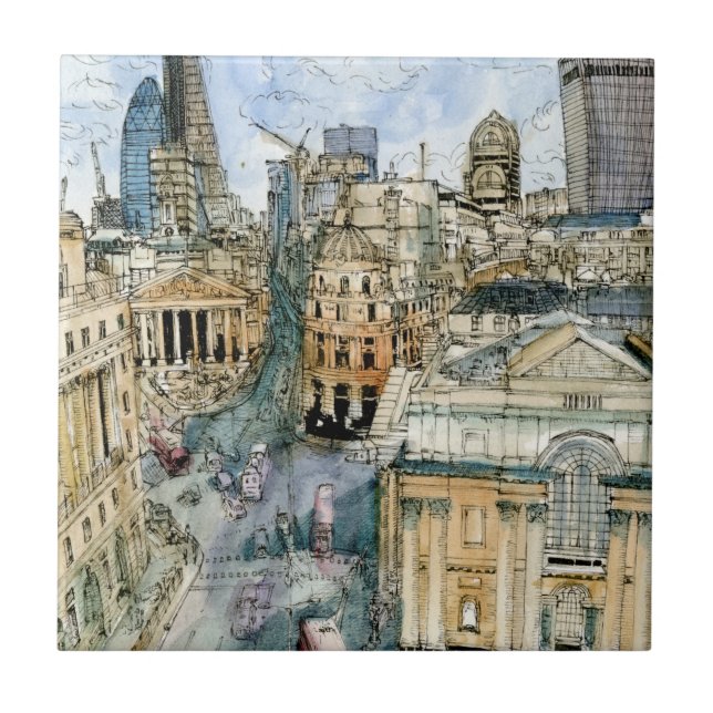 Carreau Destinations | Watercolor Vintage London Street (Devant)