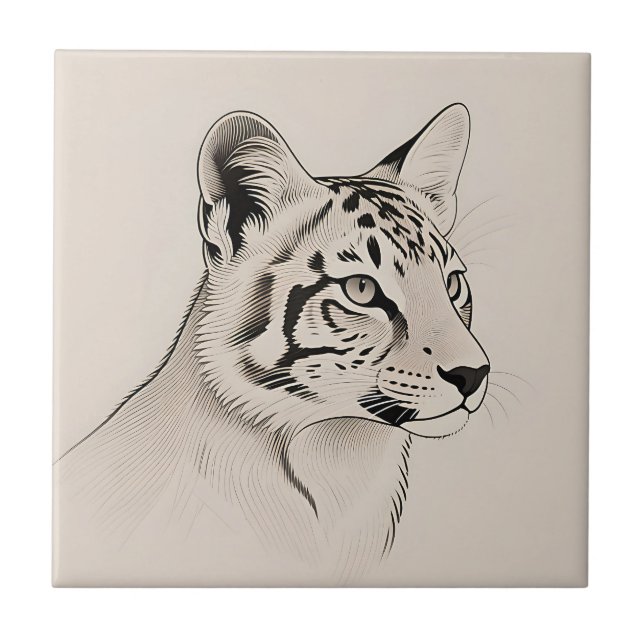 Carreau Detailed Lynx Portrait Line Art (Devant)