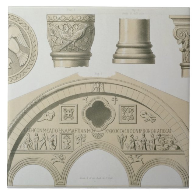 Carreau Détails d'une voûte sculptée et colonnes de St (Devant)