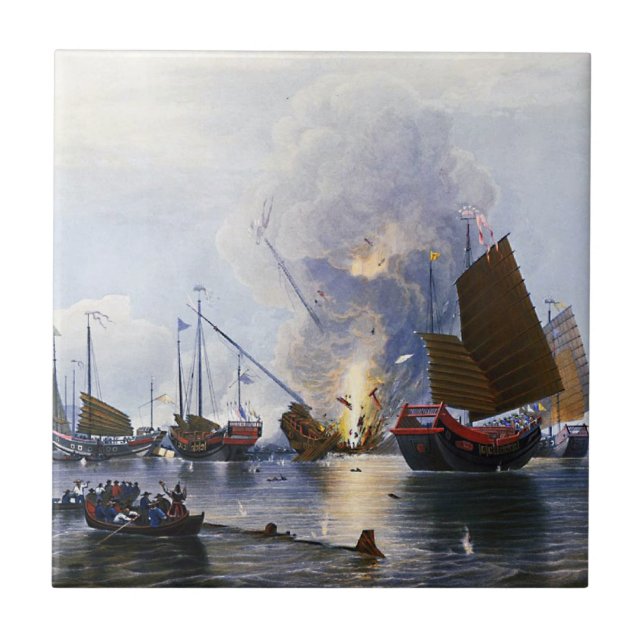 Carreau Détruire les joncs de guerre chinois 1843 (Devant)