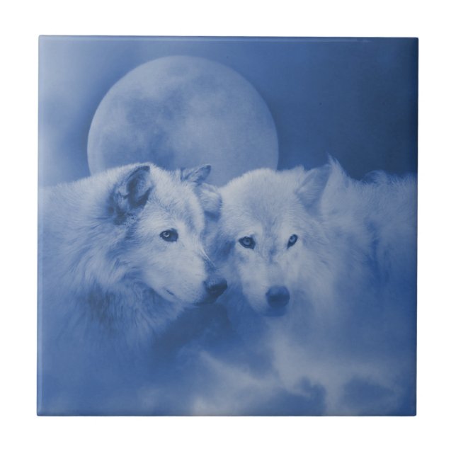 Carreau Deux Beaux Loups Soulmates Art (Devant)