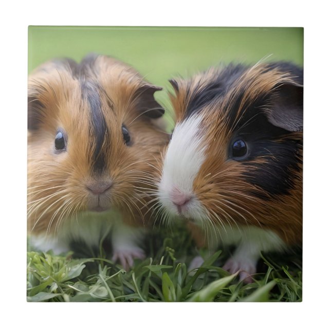 Carreau Deux bébés cochons de Guinée Tortoiseshell, (Devant)