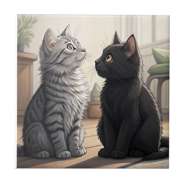 Carreau Deux chats (Devant)